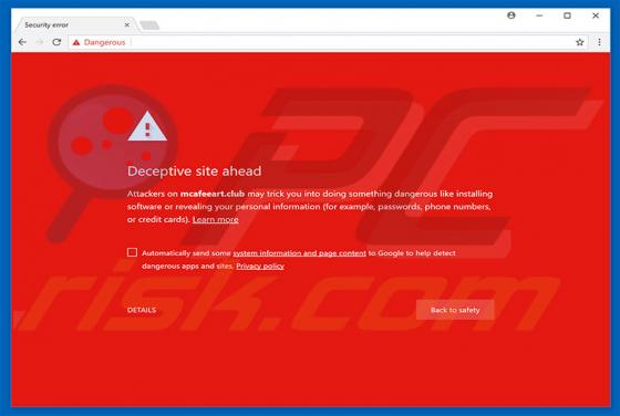 Virus "El sitio web al que vas a acceder es engañoso"