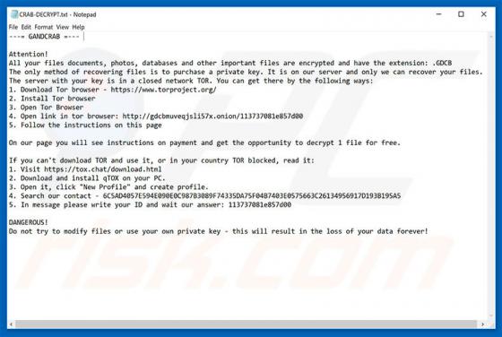 Cibersecuestro GANDCRAB V2.0