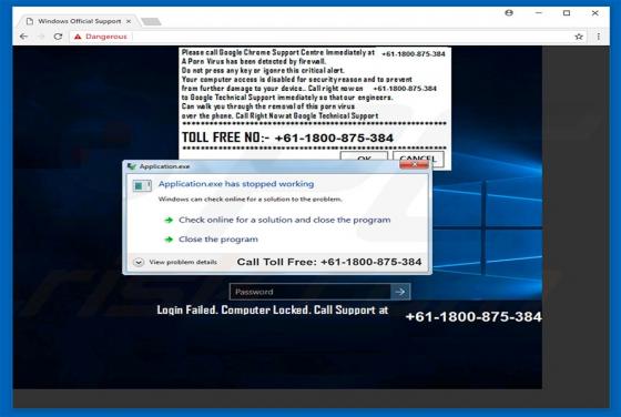 Estafa Google Chrome Support Centre