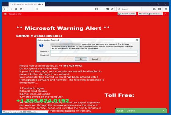 Estafa ERROR 268d3x8938 POP-UP