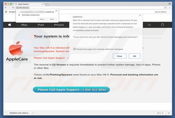 Estafa en pop-up AppleCare Tech Support (Mac)