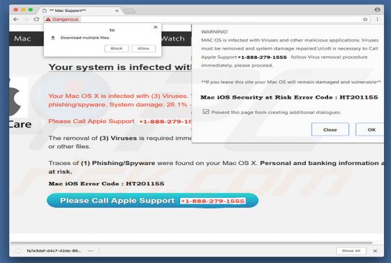 Estafa Mac iOS Security At Risk Error Code: HT201155 POP-UP (Mac)