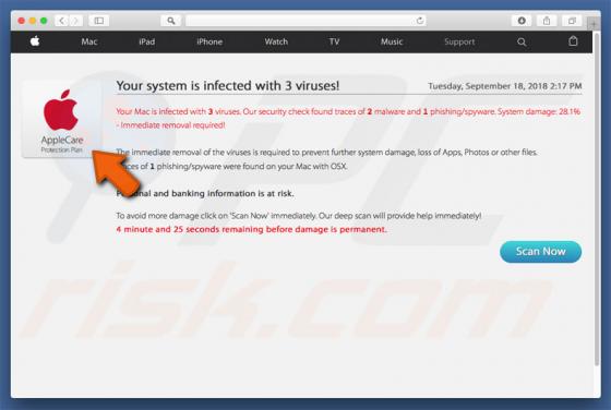 Estafa en pop-up AppleCare Protection Plan (Mac)