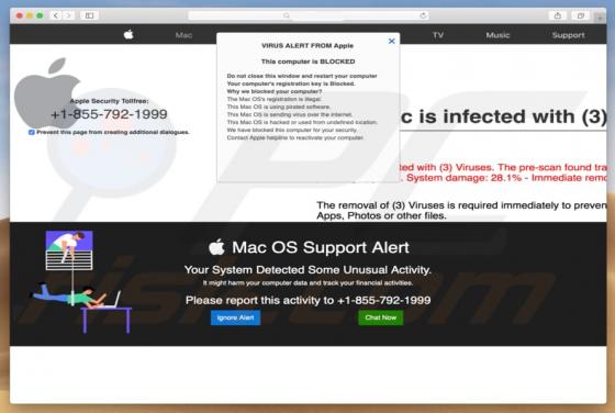 Estafa emergente Mac OS Support Alert (Mac)