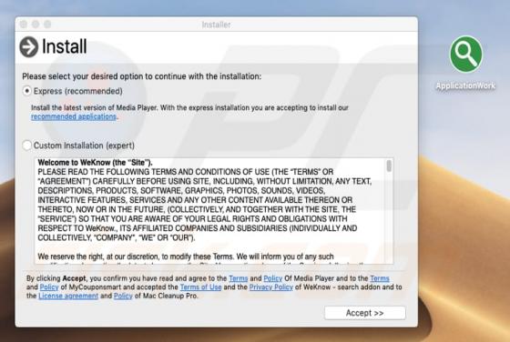 Software publicitario ApplicationWork (Mac)