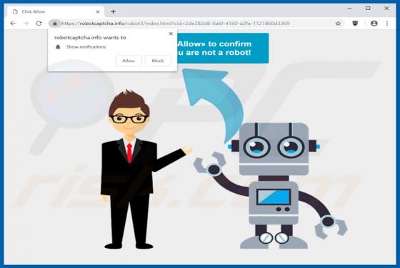 Redireccionamiento en pop-up a Robotcaptcha.info