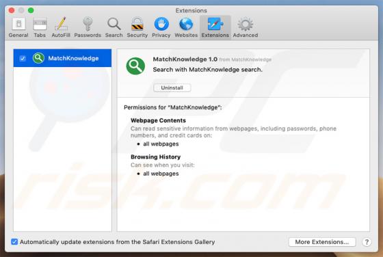 Software publicitario MatchKnowledge (Mac)