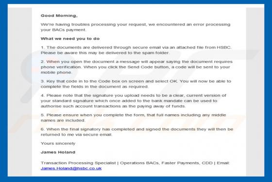 Virus por e-mail HSBC