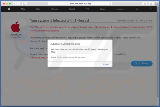 Estafa en pop-up Apple.com-scan-mac.xyz (Mac)