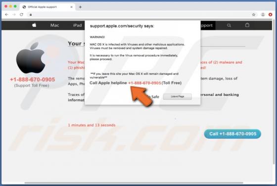 Estafa Venana Emergente "Call Apple Helpline" (Mac)